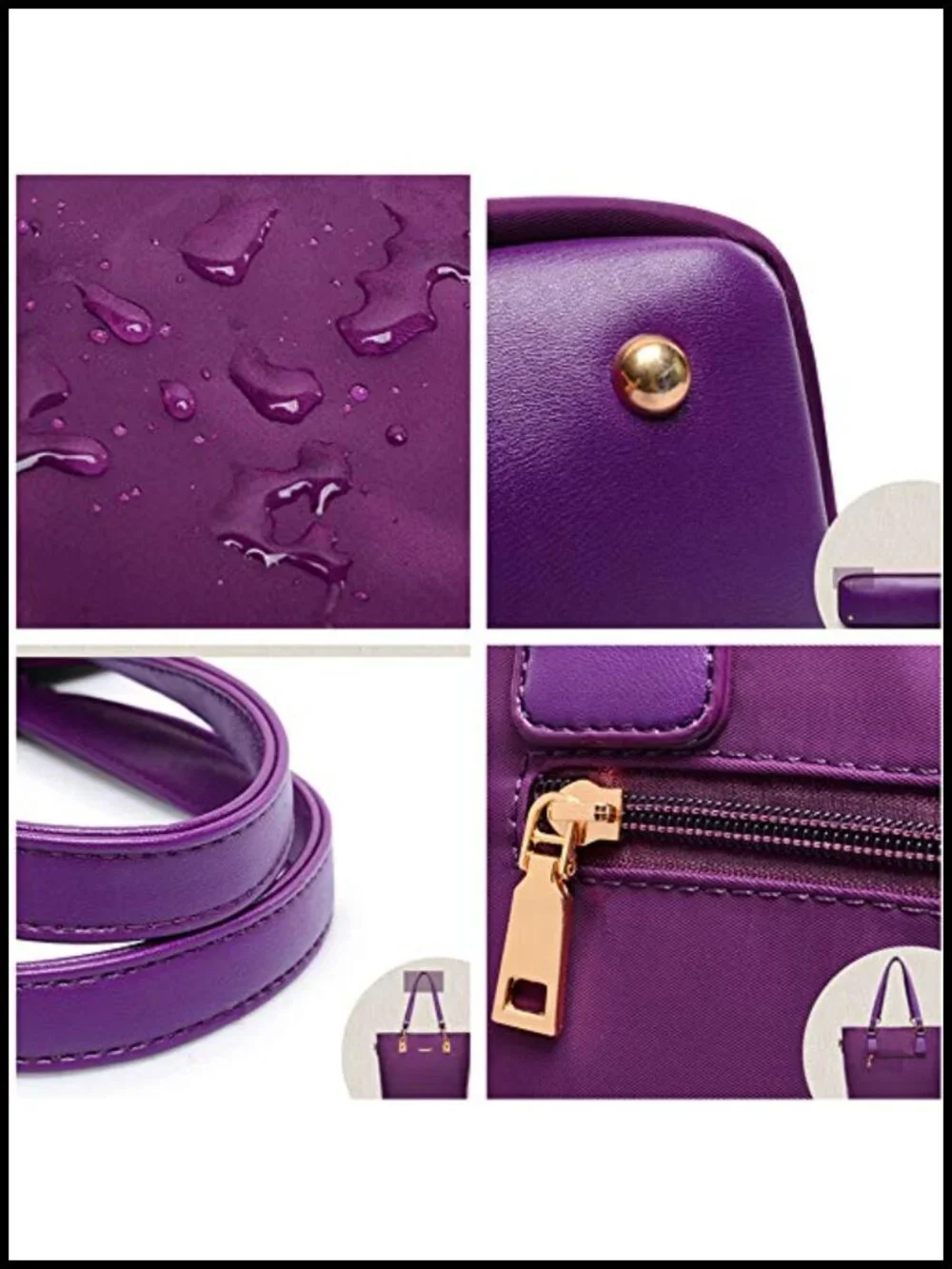 Nylon 6-Piece Shoulder Bag Tote Handbag Purse Wallet Key Case Set